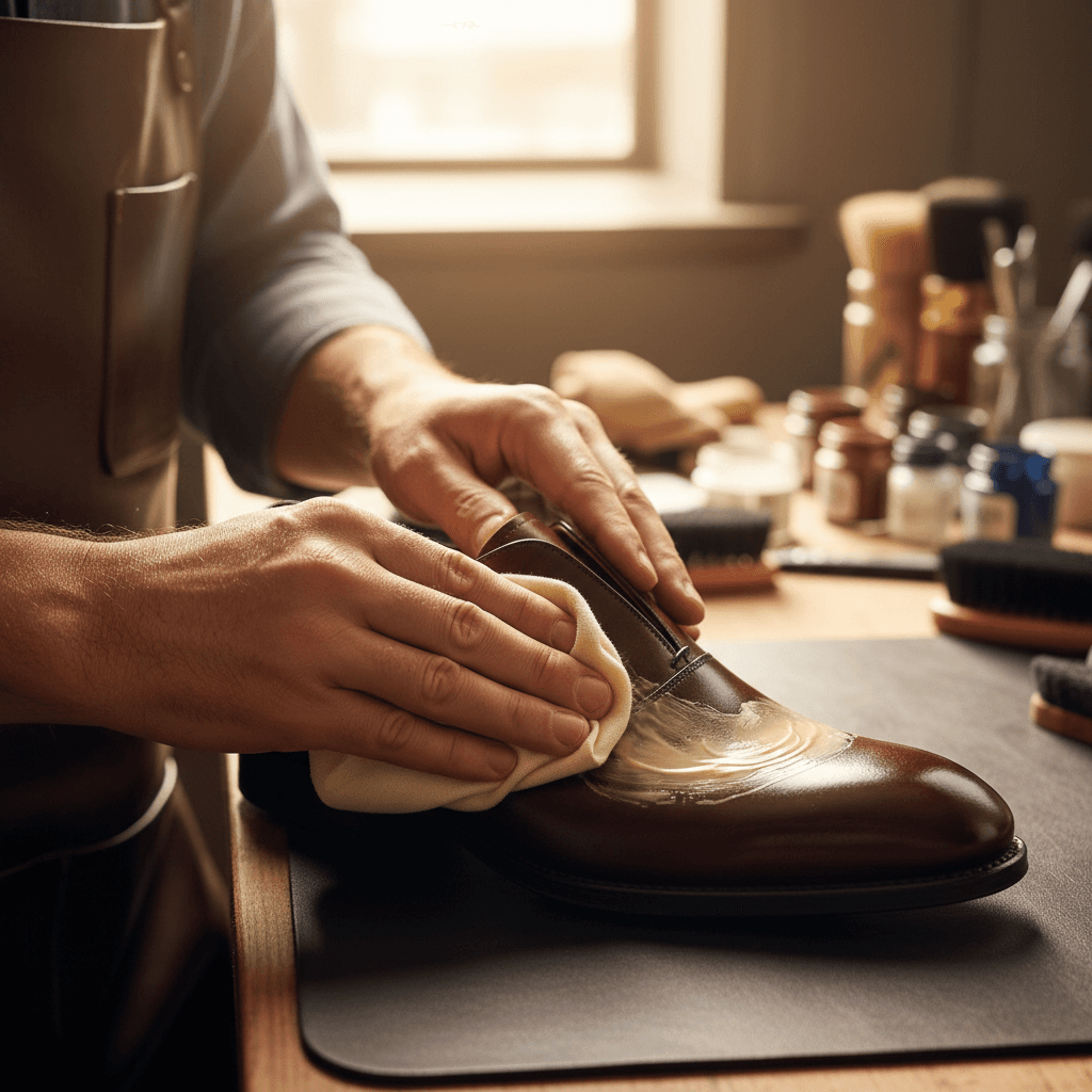 Detailed leather repair work showing seamless restoration technique