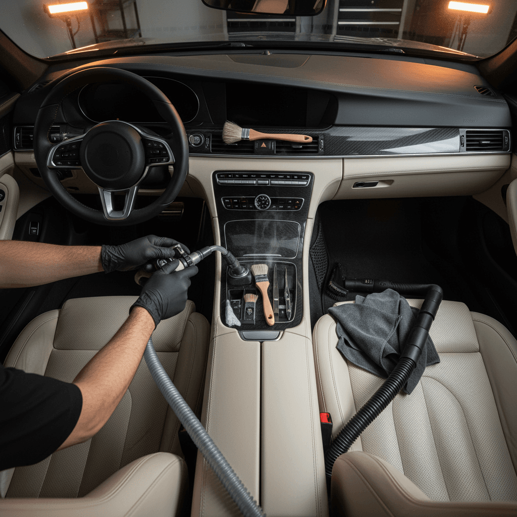 Full interior transformation from worn condition to refreshed appearance